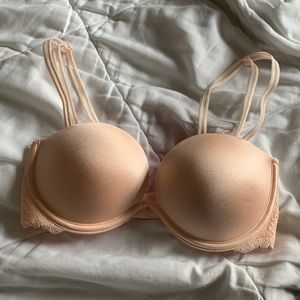 VS PINK Strapless lace plunge push up bra